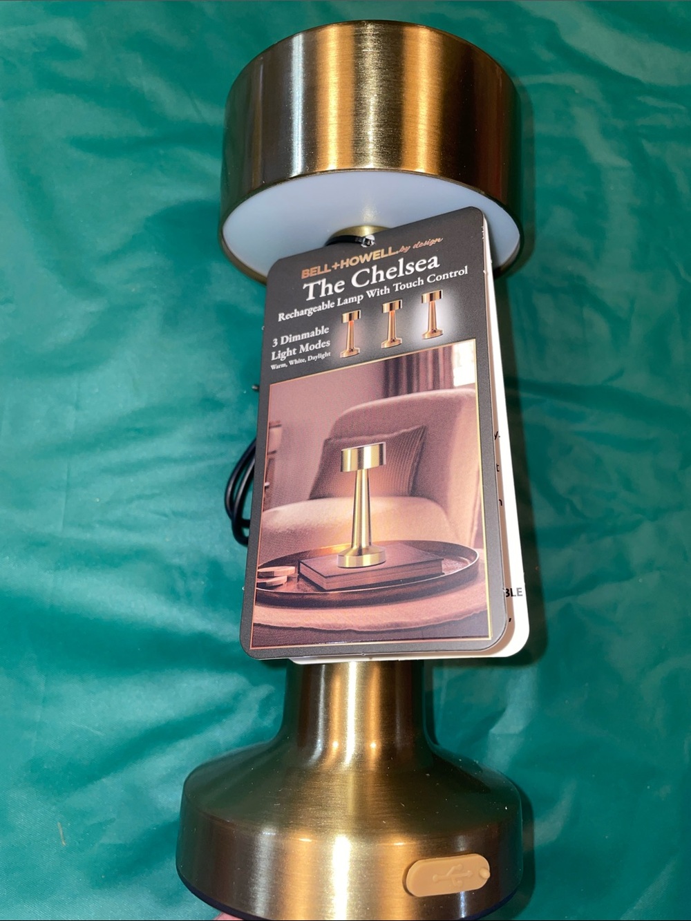 Bell + Howell Chelsea Rechargeable Touch Lamp in Gold Finish